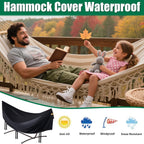 Hammock Covers Waterproof Outdoor 420D for 10-12 ft Stand | 420D Oxford, Fully Taped Seams, 3 Windproof Buckles, 2 Air Vents, Reflective Handle, 1 Elastic Cord, for Patio Garden