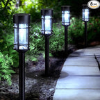 Mancra Solar Pathway Lights Outdoor, 8 Pack Metal Glass Solar Lights Outdoor Waterproof Auto On/Off Landscape Path Lighting Garden Decor for Yard Walkway Driveway, Cool White