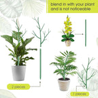 6 Pack Plant Support Stakes for Indoor Plants, 27.56 Inch Twig Plant Sticks with Orchid Clips Twist Ties and Plant Ties for House Potted Plants and Flower, Plastic Branches Support Structures, Green
