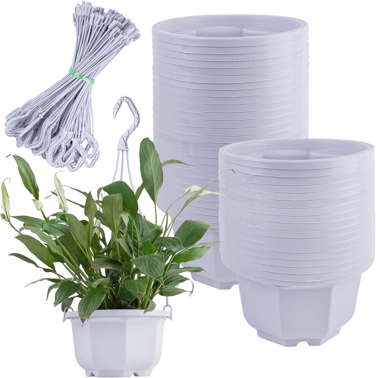 auear, 50 pack plastic plant hangers hanging flower, main product view