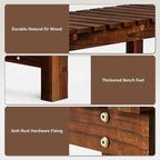 35.5" Outdoor Garden Bench, Weatherproof Patio Benches 2-Person Seat Backless Wooden Porch Bench, Multifunctional Slat All Weather Bench for Garden Lawn Porch Park Backyard (Carbonized Brown)