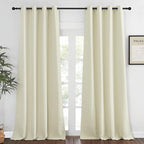 NICETOWN Blackout Curtain 95 inches Long for Living Room - Grommet Top Thermal Insulated Window Treatment Energy Saving Sound Reducing Drape for Bedroom (Beige, 1 Panel, W52 x L95)