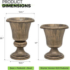 Magshion 20" Urn Planter for Outdoor and Indoor Plants, Large Decorative Front Porch Planter, Vintage Grecian Flower Pot for Patio, Garden & Entryway Décor, Antique Brass