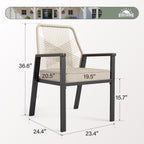 Patio Dining Chairs, Set of 8, PE Rattan, Wrought Iron | Outdoor waterproof cushioned chairs, metal frame, armrests, supports 300 lb. Rust-resistant, all-weather for porch backyard