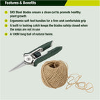 Spear & Jackson Kew Gardens Urban Oasis Collection CUTTINGSET19K Snips & Twine Set - Essential Pruners and 100m Natural Garden Twine