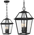 Modern 3-Light Large Outdoor Pendant Light, Matte Black, 1Pack | Exterior Hanging Light Fixture, IP65 Waterproof Anti-Rust, Outdoor Chandelier for Porch, Front Door, Balcony, Sloped Ceiling