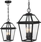 Modern 3-Light Large Outdoor Pendant Light, Matte Black, 1Pack | Exterior Hanging Light Fixture, IP65 Waterproof Anti-Rust, Outdoor Chandelier for Porch, Front Door, Balcony, Sloped Ceiling