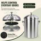 epica kitchen compost bin for kitchen countertops, 1.3, side view