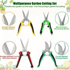 5-Piece Garden Pruning Shears Set with Gloves & Storage Bag, Stainless Steel Gardening Scissors Kit, Sharp Non-Slip Clippers for Trimming Flowers, Herbs, Small Branches