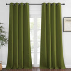 NICETOWN Blackout Room Darkening Window Curtain - Thermal Insulated Solid Grommet Blackout Patio Door Curtain/Drape for Living Room (Olive Green, 1 Panel, 52 by 95-inch)
