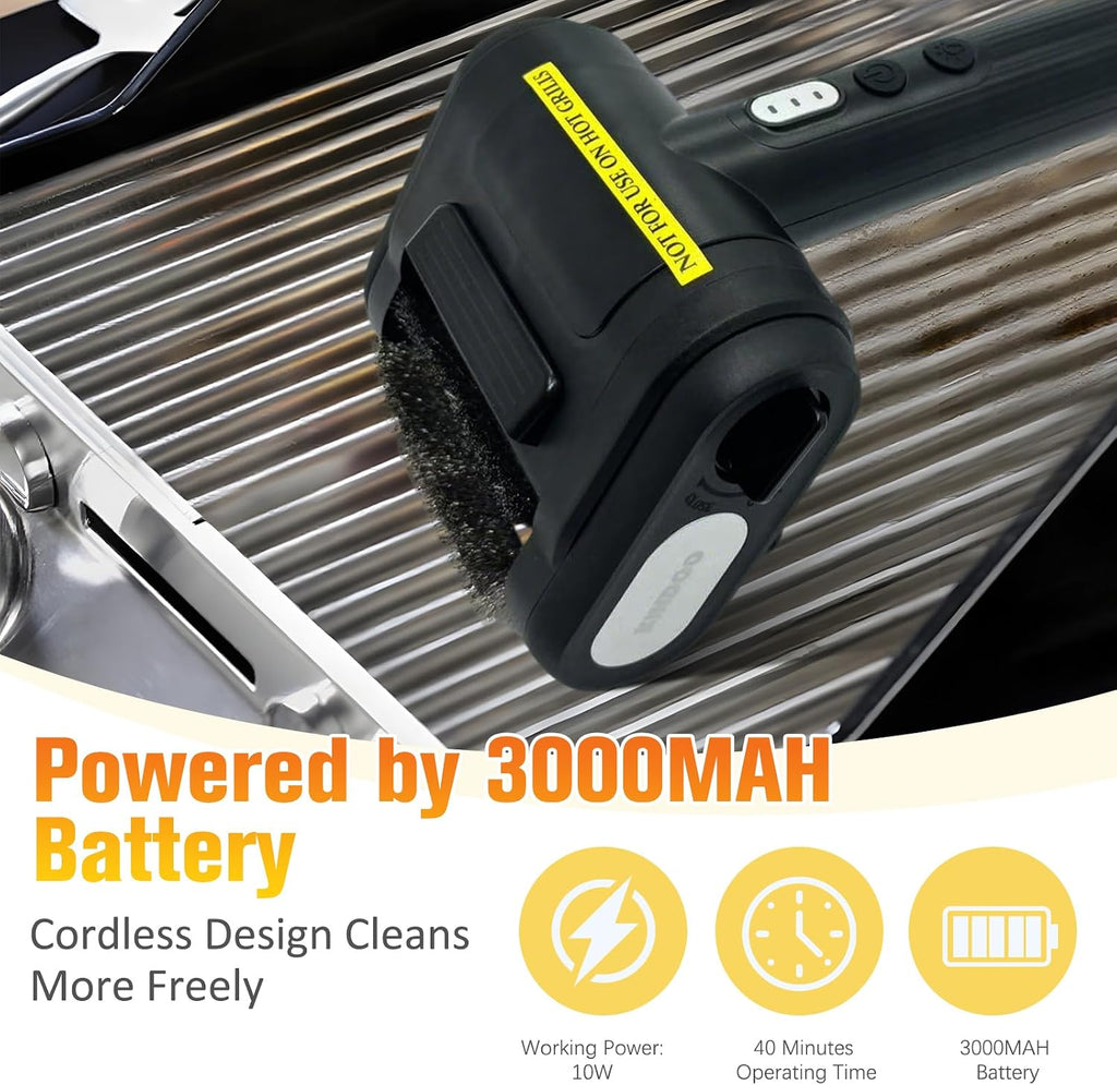 Electric Grill Brush Bristle for Outdoor, Grill Cleaning Brush Rechargeable BBQ Cleaner Brush Head,Safe Grill Brush with Scraper for Cast Iron Stainless-Steel Grates,Black
