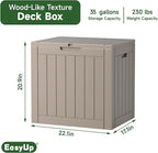 EasyUp 35 Gallon Resin Deck Box Waterproof, UV Resistant Outdoor Storage Box for Delivery, Patio, Garden, and Porch,Striped Gray