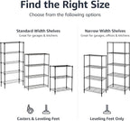 Amazon Basics 4-Shelf Steel Wire Storage Shelves for Garage, Adjustable Metal Shelving Unit, 200 lbs Per Shelf, 23.2" W x 48" H x 13.4" D, Black | Sturdy, Adjustable, Easy Assembly, Storage