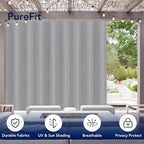 PureFit Outdoor Curtains for Patio Waterproof Weatherproof, UV Resistant Outside Curtains for Gazebo, Front Porch, Pergola, Sun Blocking Privacy Curtain, 120W x 84L inch, 1 Panel, Light Gray