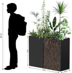 Heavy-Duty Galvanized Steel Planter with Removable Insert Shelf & 4 Drainage Holes - 32x12x24 Inches Large Size Planters for Outdoor/Indoor Patio, Black
