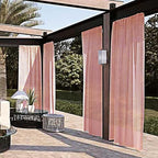 SpaceDresser Waterproof Outdoor Sheer Curtains for Patio - 2 Panels Rod Pocket Indoor Voile Sheer Curtain for Living Room,52W x 84L inch, Blush