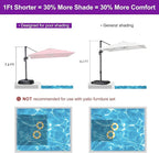 PURPLE LEAF 8' X 8' Patio Umbrella with Wheeled Base for Pool 7' High Offset Outdoor Cantilever Umbrella Swimming Pool Umbrella with 360°Rotation for Poolside Terra