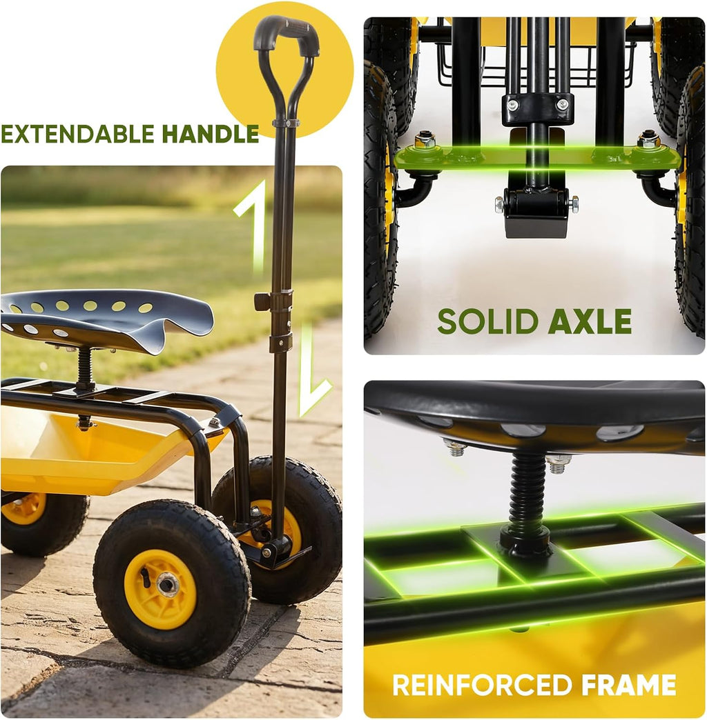 sekey garden cart rolling workseat, heavy duty garden, package contents