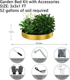 Galvanized Metal Planter Round Raised Garden Bed Kit for Gardening Outdoor Garden Box Raised Flower Bed 1PC Gold 3X3X1FT