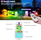 CLY Solar 6 in 1 RGB Spotlights Outdoor Garden, 10 Colors 12 Modes Solar Garden Floodlight Landscape Spotlights IP66 Waterproof 59.06ft Cable Spike Light for Lawn, Patio, Balcony