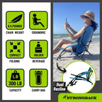 STRONGBACK Beach Chairs - Low Gravity Portable Beach Chair | Foldable, Heavy Duty - for Sand, Travel and Outdoor Use
