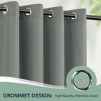 Outdoor Curtains for Patio Waterproof - 6 Panels Privacy Weatherproof Outside Curtains with Grommets for Pergola, Gazebo, Porch, Cabana, Balcony, 54 x 84 Inch, Grey