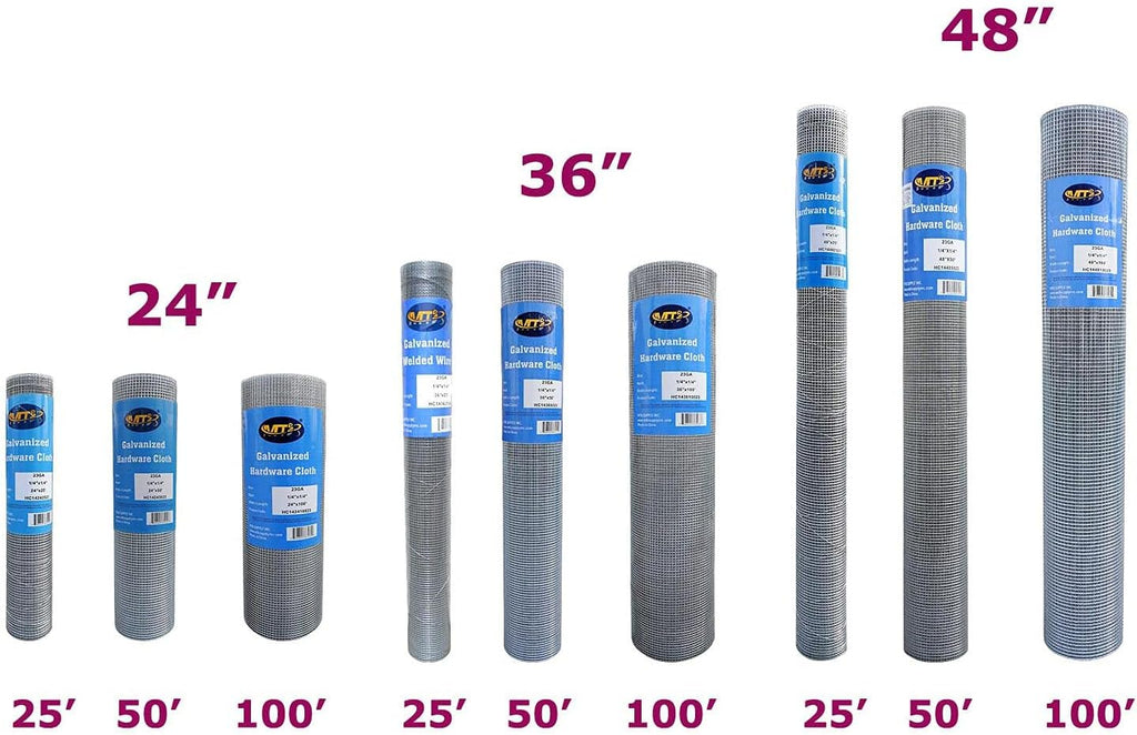 MTB Supply 23GA Galvanized After Welding Hardware Cloth 24 in x 50 ft - 1/4 x1/4 inch Mesh