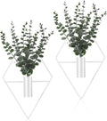 Jexine 8 Pcs Hanging Planters with Artificial Eucalyptus Metal Hanging Vase Indoor Plants Holder Modern Geometric Boho Bathroom Wall Decor for Living Room Home Office (Eucalyptus,White)