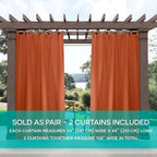 Exclusive Home Cabana Solid Indoor/Outdoor Light Filtering Hook-and-Loop Tab Top Curtain Panel Pair, 54"x96", Mecca Orange