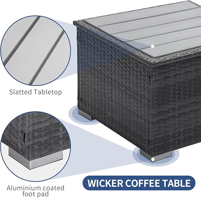 NICESOUL 11 Piece Modern Outdoor Furniture Sofa Set, Extra Large Size Wicker Patio Modular Sectionals, 29.3'' High Back All-Weather Conversations, Deep Wide Seats Sofa Couches for Backyard Deck, Grey
