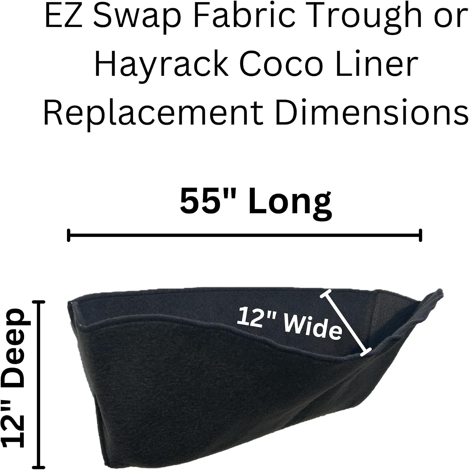 EZ Swap 55 Inch Fabric Hayrack Coco Liner Replacement for Window Basket Flower Planter - 55" Coconut Coco Fiber Alternative for Hanging Basket Planters. Use 3+ Seasons - Made in The USA! (2-Pack)
