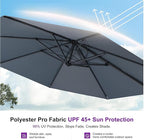 PURPLE LEAF 10 Feet Patio Umbrella Outdoor Cantilever Round Umbrella Aluminum Offset Umbrella with 360-degree Rotation for Garden Deck Pool Patio Light Grey