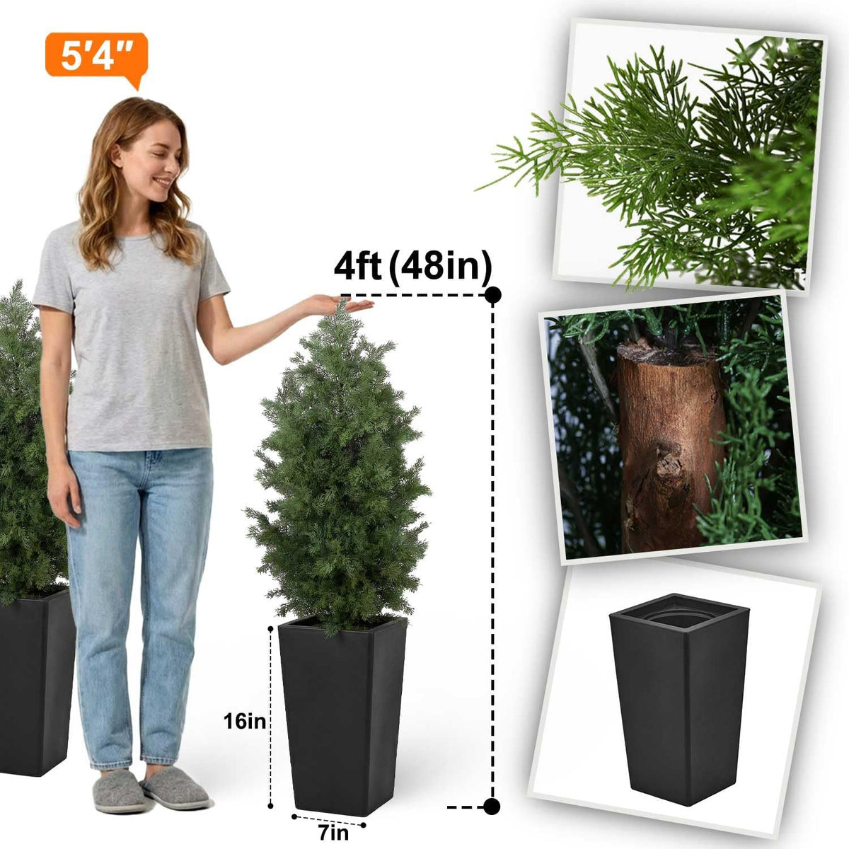 aveyas 4ft artificial cedar topiary trees, 4 feet shown in use