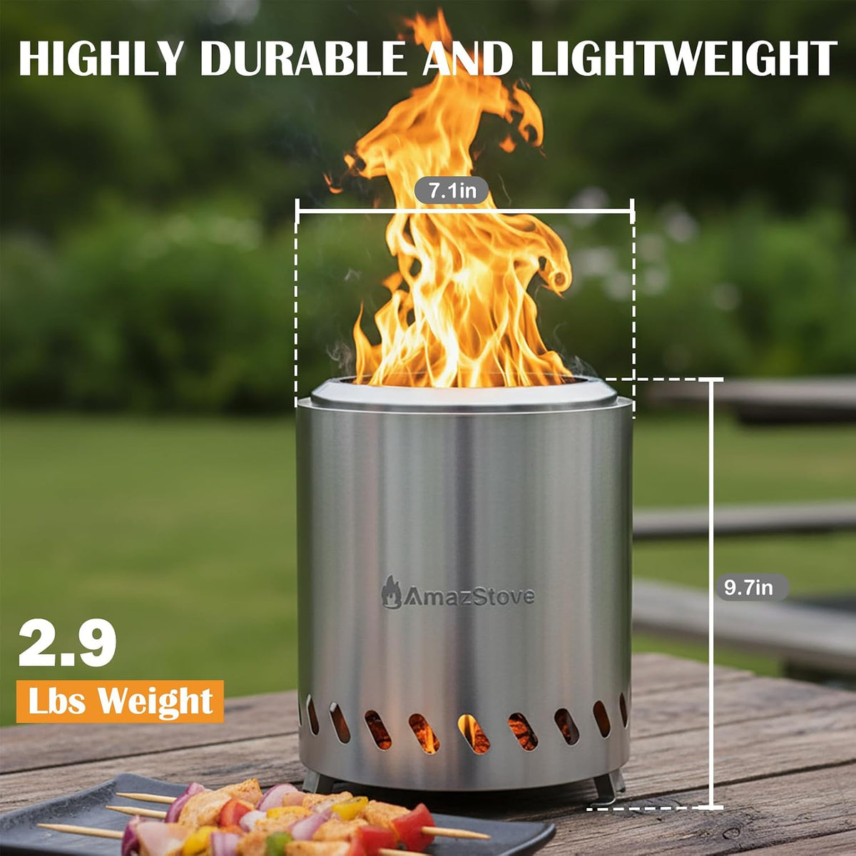 9.7 x 7.1 inch tabletop fire pit by shown in use