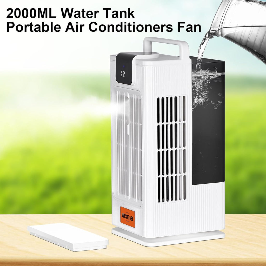 westtree 14inch portable air conditioners misting fan,120°oscillating mini, side view