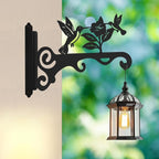Elegant Bird Pattern Wall Hooks - 10/12/14 Inch Metal Plant Hangers for Indoor & Outdoor - Rust-Resistant Bracket for Plants, Feeders, Chimes, Lanterns (4, Black, 12 inch)