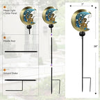 Solar Angel Moon Garden Stake Light – Outdoor Metal Yard Decoration with Crystal Pendant, Waterproof LED Light for Patio, Pathway, Lawn – Rustic Gold & Blue