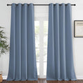 NICETOWN Blackout Stone Blue Curtains 120 inch Length - Window Treatment Energy Saving Thermal Insulated Room Darkening Grommet Drapes for Living Room (1 Panel, W52 x L120)