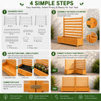 wood ac privacy fence with planter, 2 panels showing dimensions