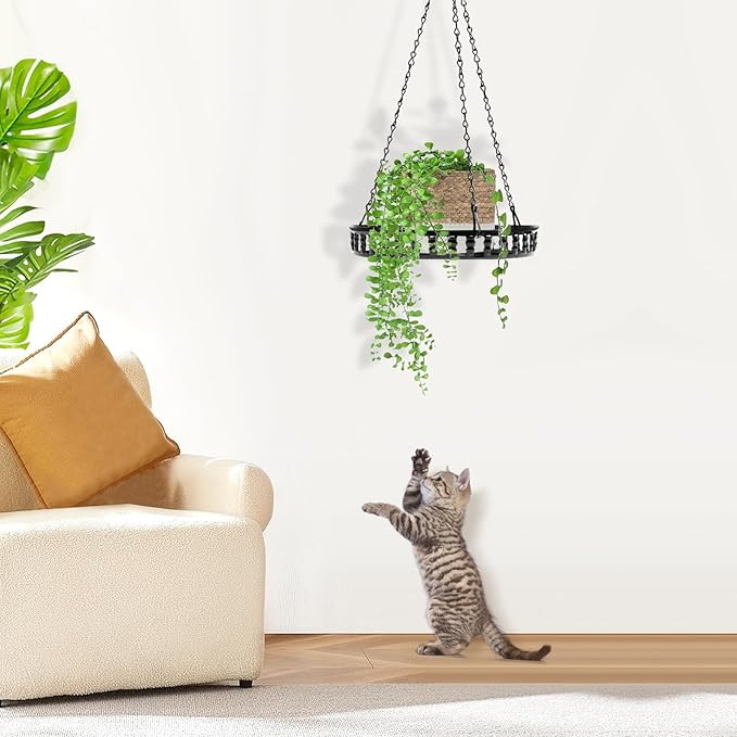 Metal Plant Hanger Indoor Outdoor, Plant Hanger for Indoor Outdoor Plants, Flower Pot Hanging Plant Holder, Hanging Plant Shelf, Black, 1pcs