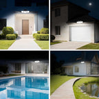 INCX Solar Motion Sensor Lights Outdoor, 3 Heads Security Lights Solar Powered, 156 LED Flood Light Motion Detected Spotlight for Garage Yard Entryways Patio, IP65 Waterproof, White, 1 Pack