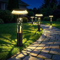Eyrosa Solar Pathway Lights, Large Outdoor Garden Decor Stainless Steel Lights with Elegant Pattern, Dual-Zone Lighting, 8 Color Modes, IP55 Waterproof Landscape Lighting for Yard Walkway, 6 Pack