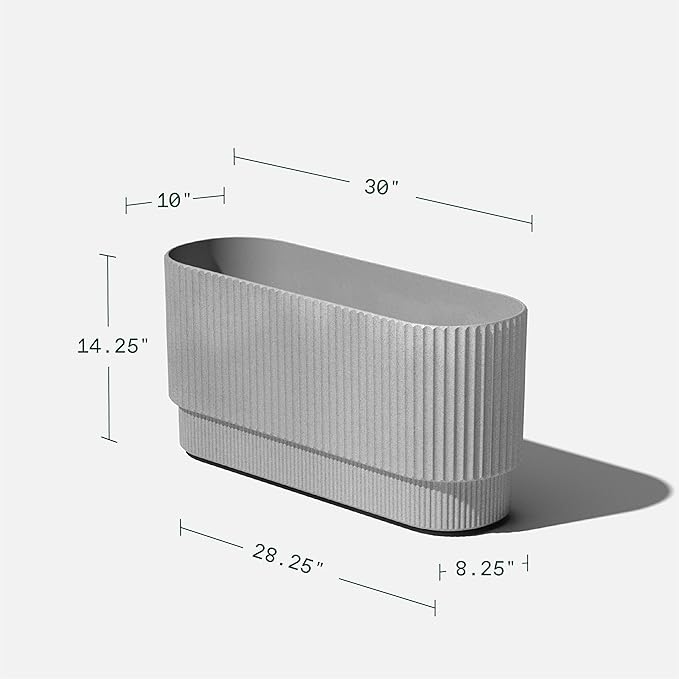 Veradek Demi Series Long Planter for Porch, Patio, Backyard | Durable Plastic-Concrete Material | Modern Décor for Shrubs, Flowers