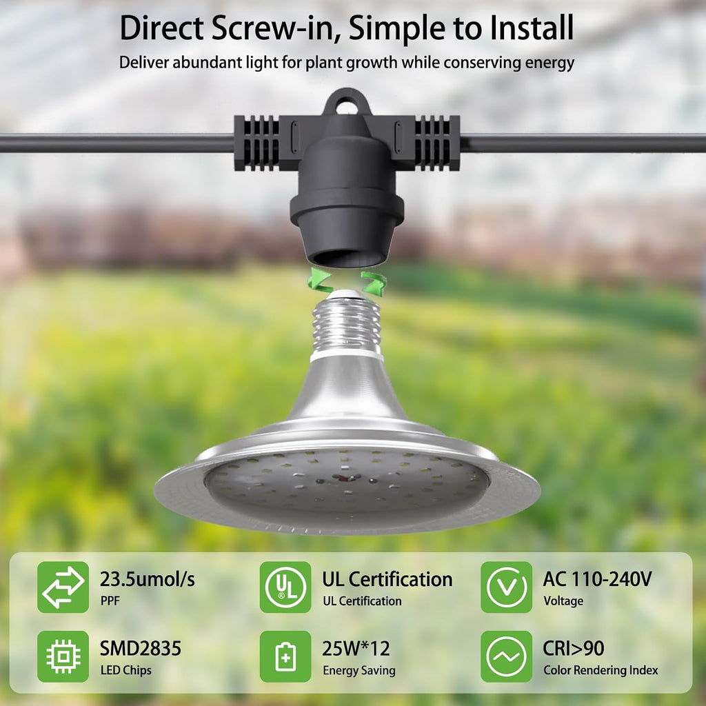 outdoor led grow light, waterproof string plant growing showing dimensions