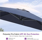 PURPLE LEAF 8'×8' Patio Cantilever Umbrella with Base Included Offset Outdoor Umbrella with cover Square umbrella outdoor patios for Backyard Pool Garden Navy Blue