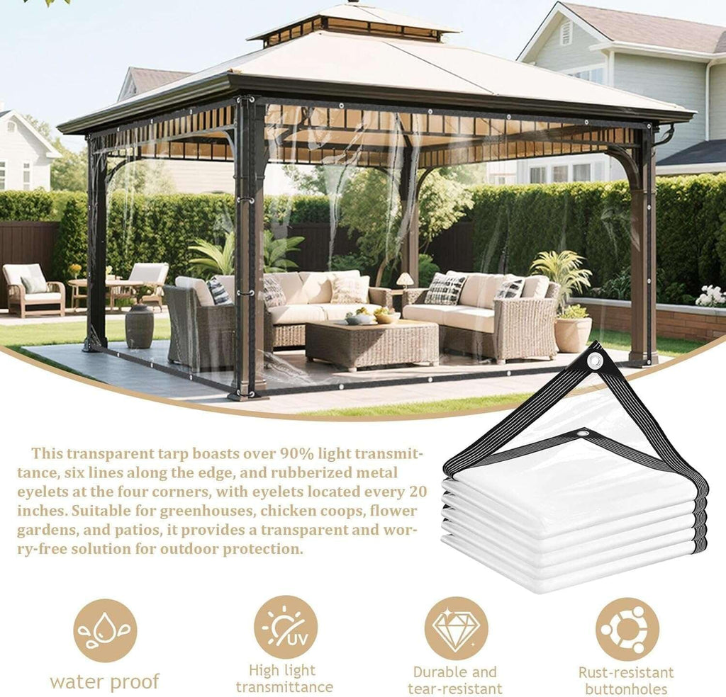 clear tarps heavy duty waterproof, clear vinyl tarp showing dimensions