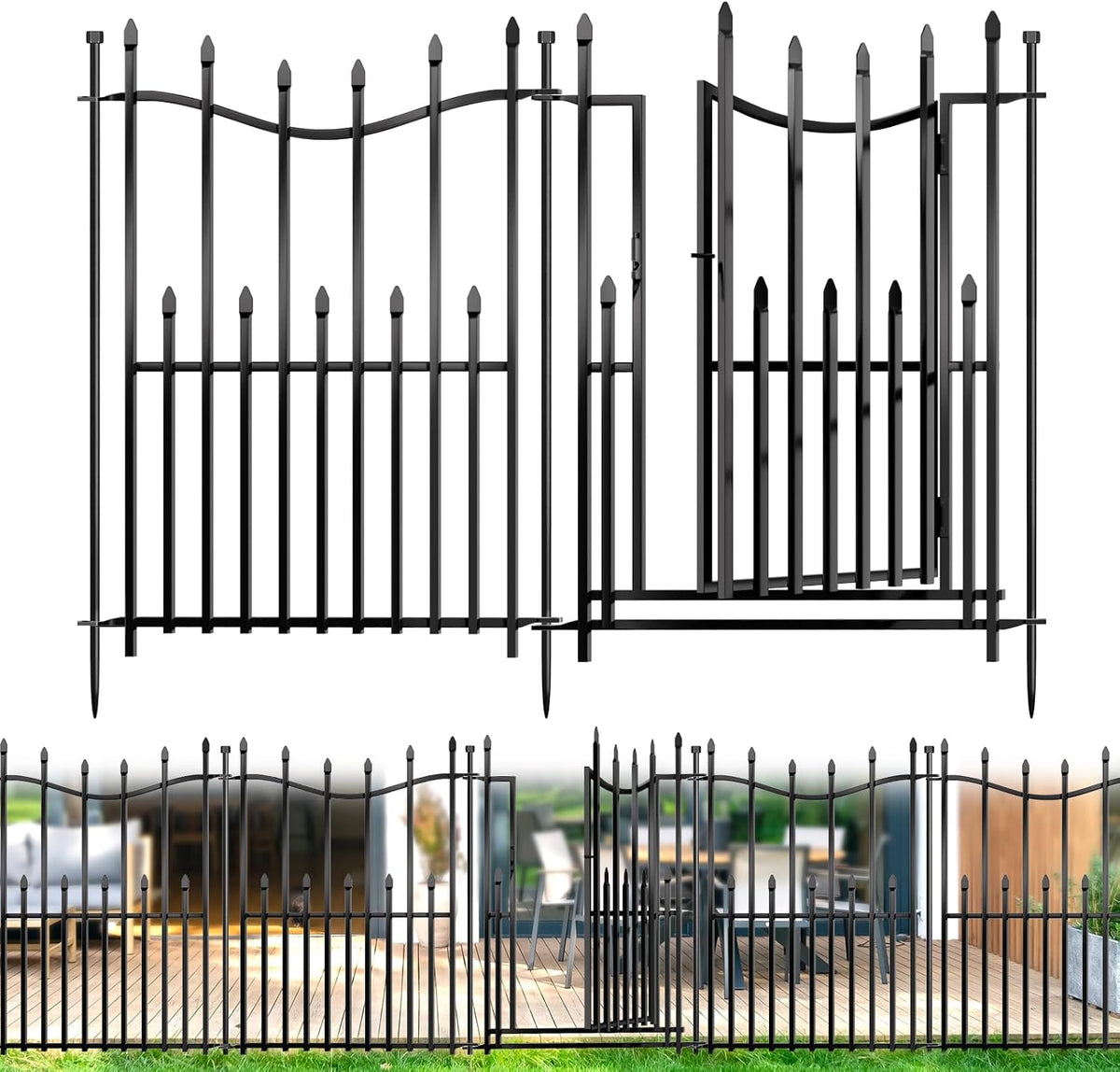10 panels no dig decorative garden fence with, main product view