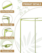 5-Pack Heavy Duty Plant Support Stakes, Metal Plant Ring Cages for Indoor Outdoor Plants, Adjustable Garden Stakes for Peonies, Monstera, Pothos, Hydrangea, Vines & Potted Plant (8" W x 14" H)