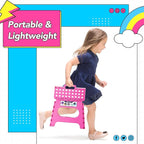 Delxo Folding Step Stool,11 Inch Non-Slip Foldable Step Stools for Kids and Adult,Portable Lightweight Small Folding Stool with Handle for Kitchen Bathroom in Pink,1 Pack