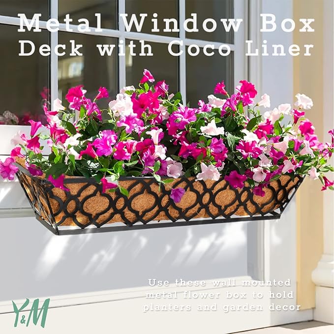 Y&M 30" Coco Liner for Window Box Deck Basket Planter Trough Coconut Fiber Liners 2pcs Trough Coco Liner Pre-Formed Replacement